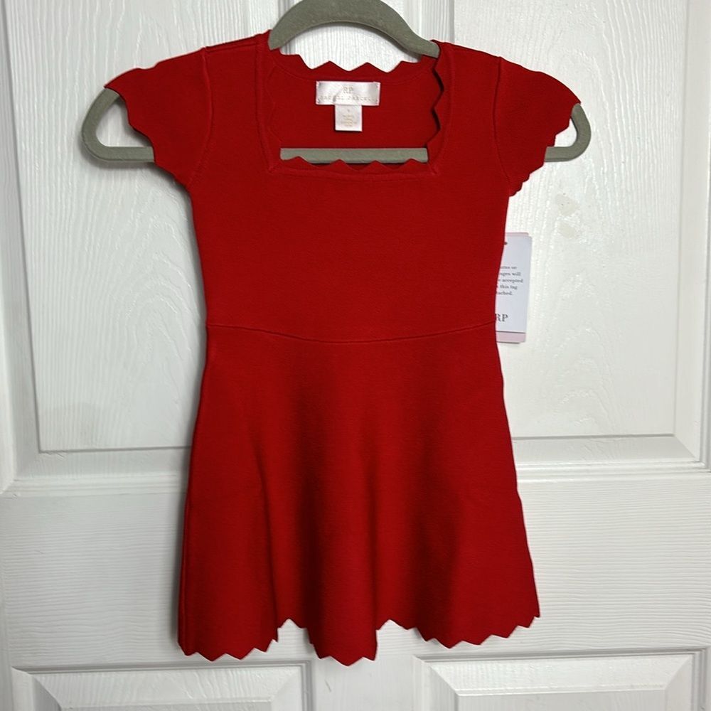 NEW NWT RACHEL PARCELL Red dress scalloped hem neck short sleeve girls size 4T